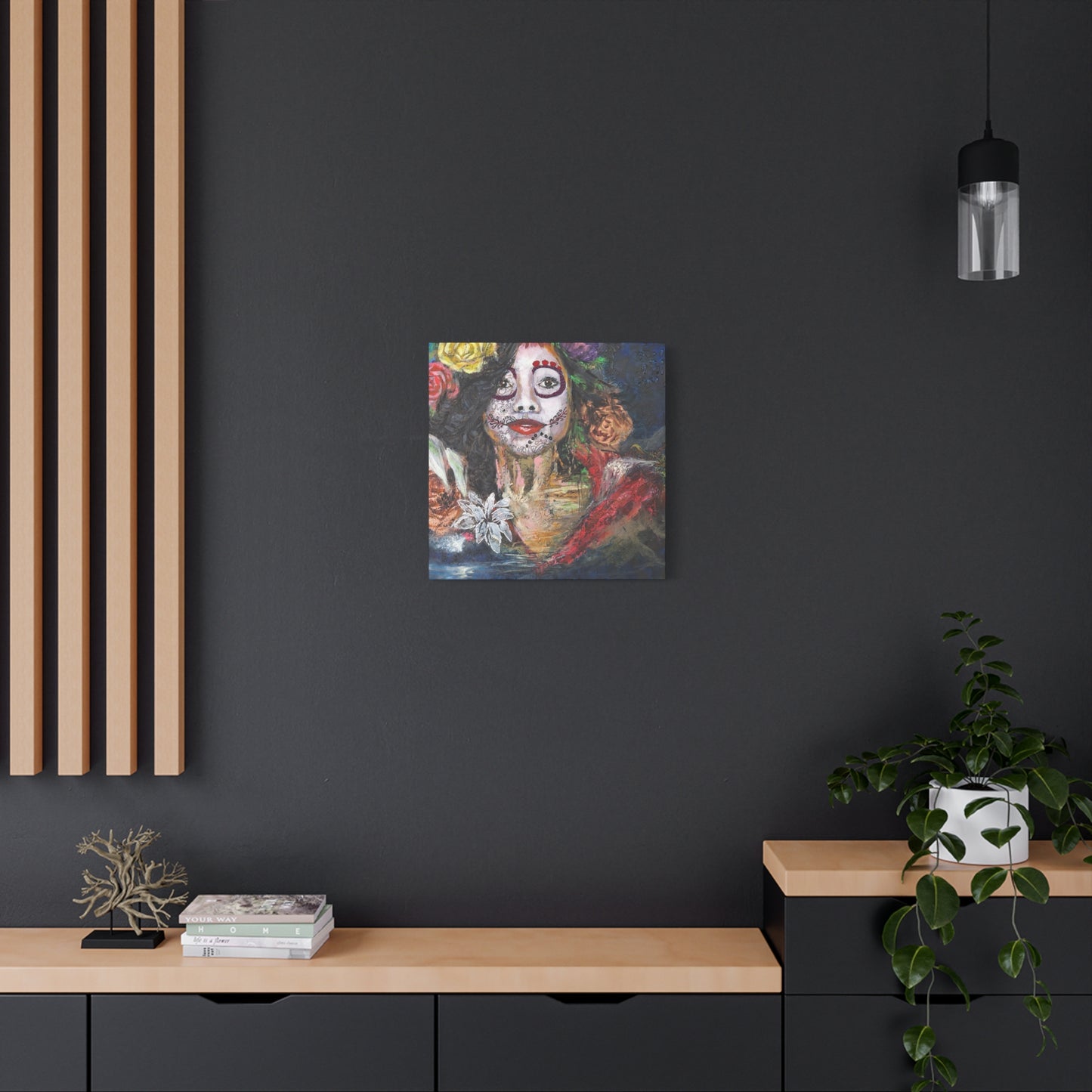 "Night Sugar" Print on Matte Canvas - Soulful Woman Sugarskull | Stretched 1.25" Wall Art