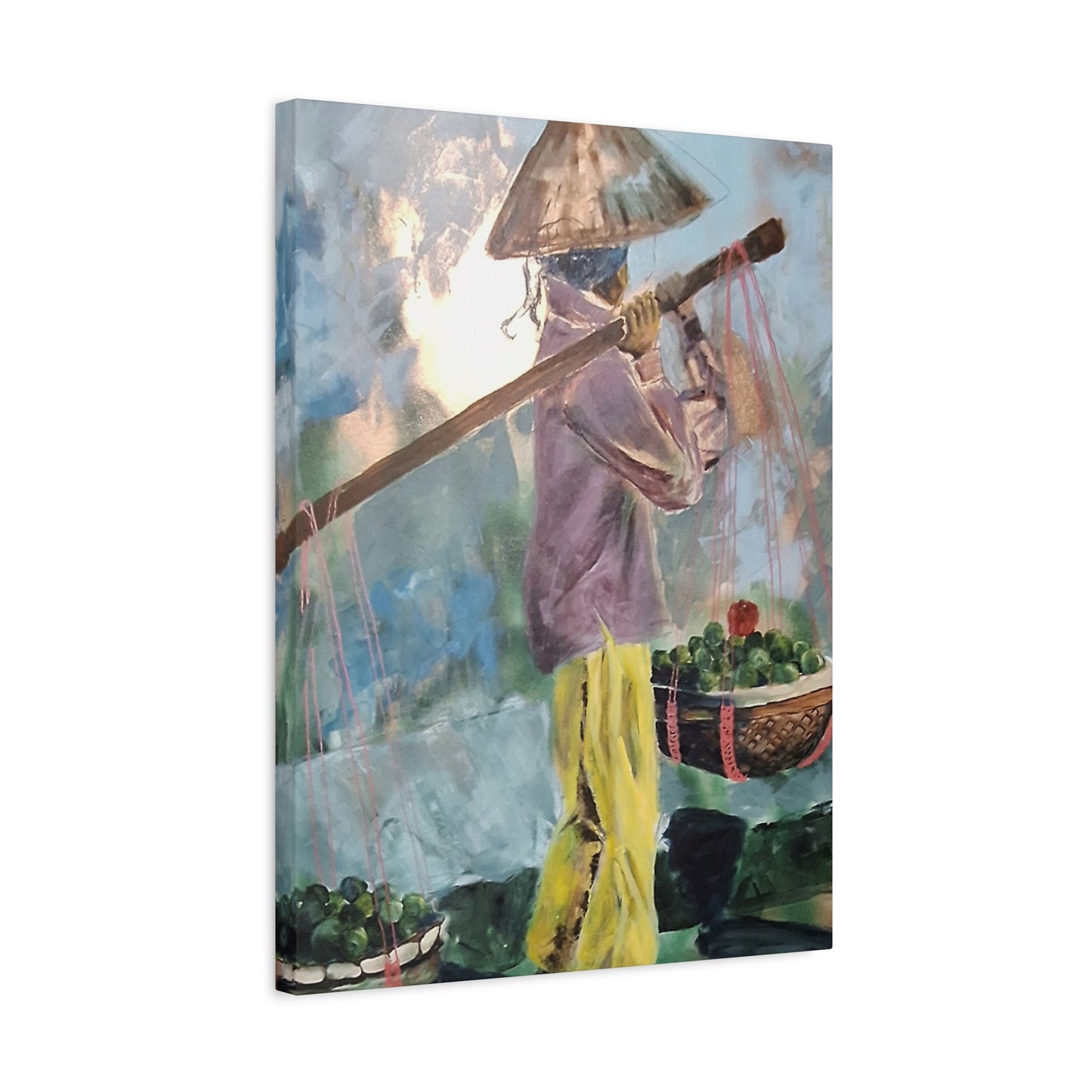 "Life Gave Her Lemons" Print on Matte Canvas - Asian Woman at the Market | Stretched 1.25" Wall Art