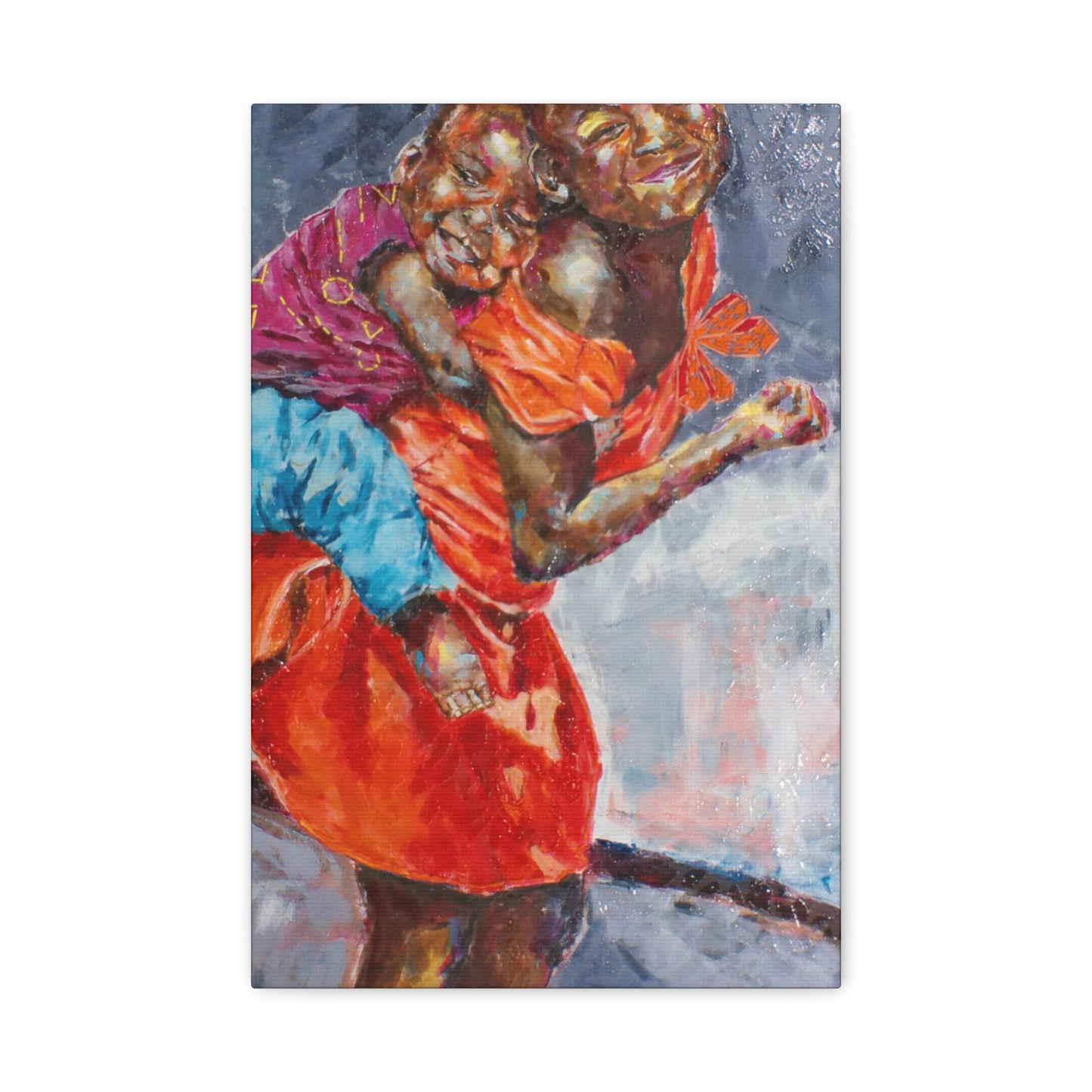 "Happy Kids" Print on Matte Canvas - Young Siblings Full of Joy | Stretched 1.25" Wall Art