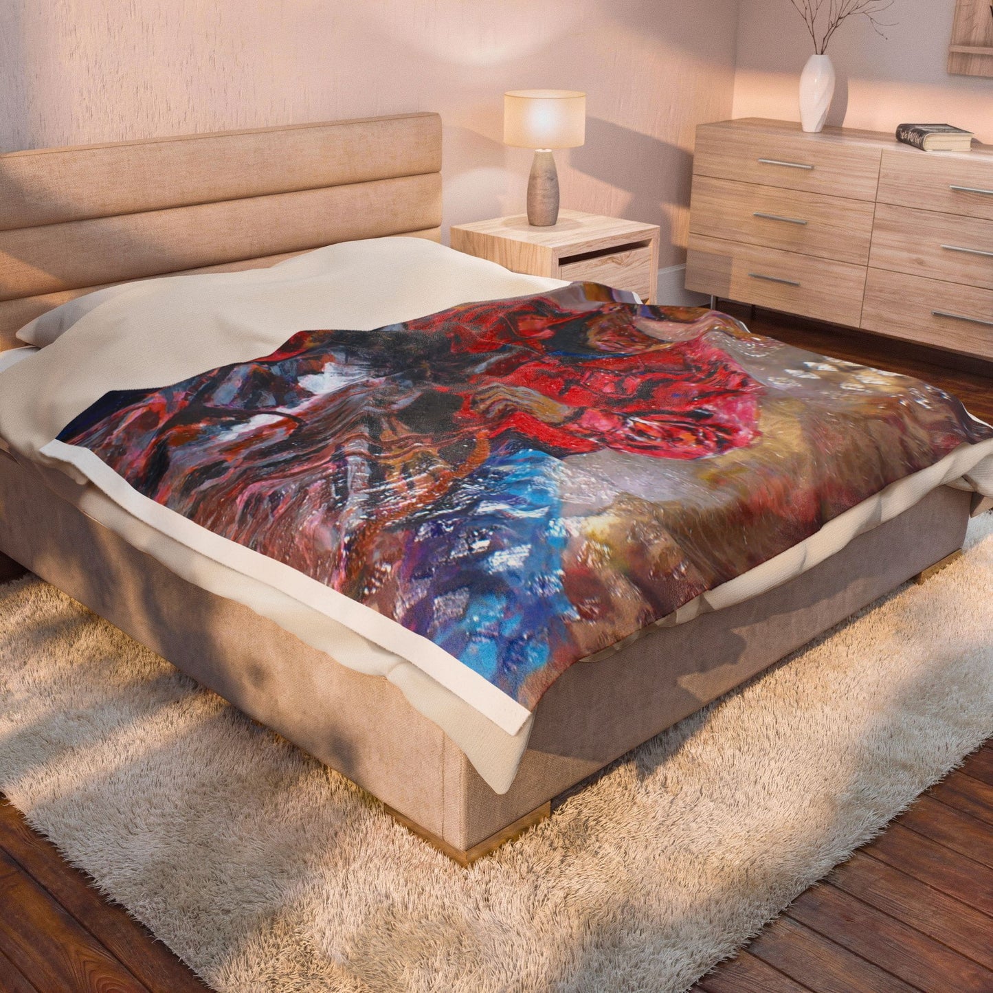 Western Cowboy Art Velveteen Plush Blanket – Vibrant Rodeo Horse & Rider Throw