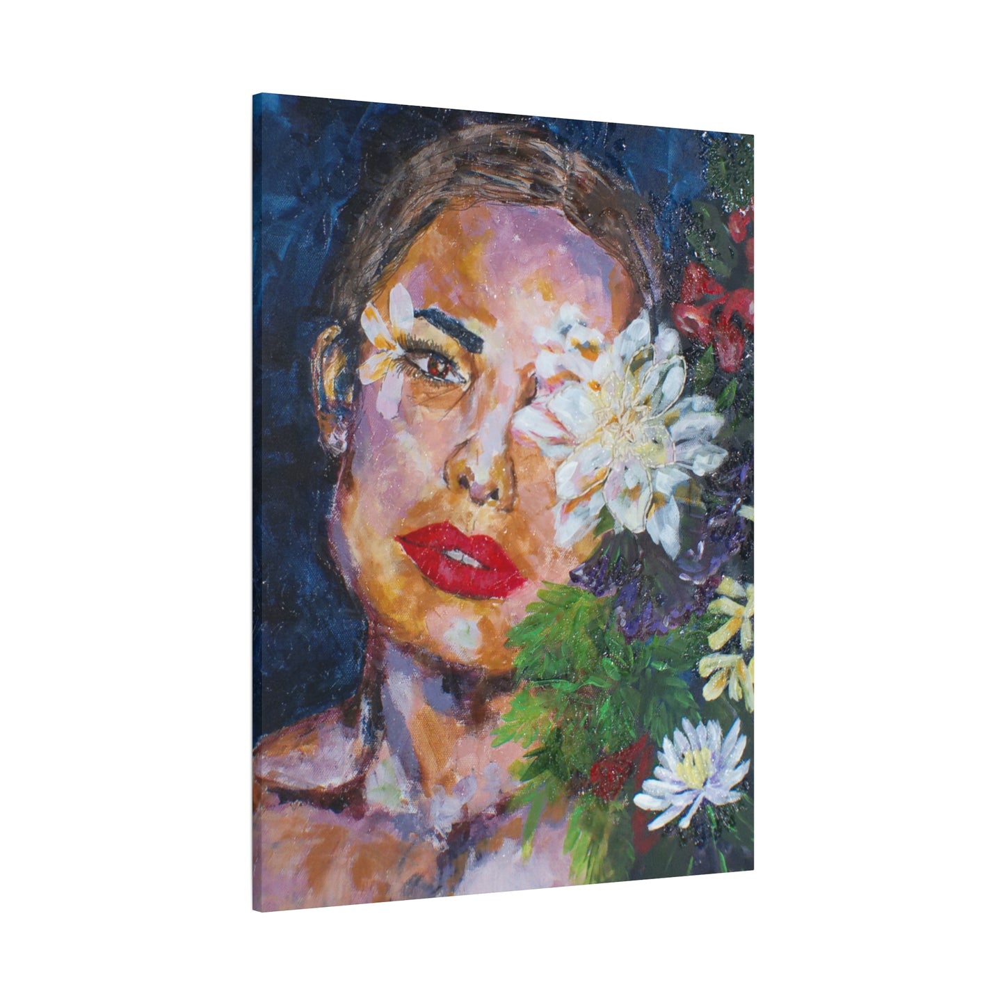 "American Beauty" Print on Matte Canvas - Beautiful Woman With Flowers | Stretched 1.25" Wall Art