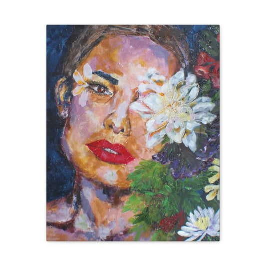 "American Beauty" Print on Matte Canvas - Beautiful Woman With Flowers | Stretched 1.25" Wall Art