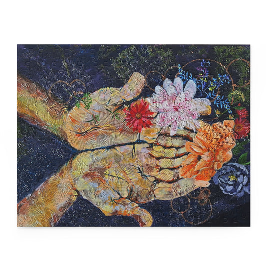Hands and Flowers Gratitude Puzzle - 120, 252, 500-Piece Jigsaw, Artistic Decor, Halloween, Celebrations, Gift for Puzzle Lovers