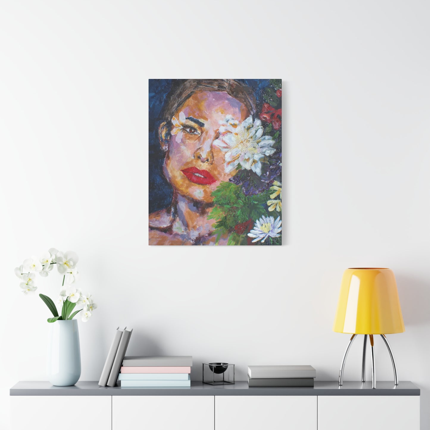 "American Beauty" Print on Matte Canvas - Beautiful Woman With Flowers | Stretched 1.25" Wall Art
