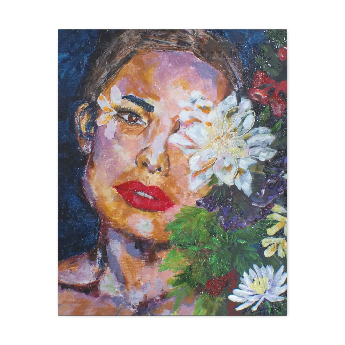 "American Beauty" Print on Matte Canvas - Beautiful Woman With Flowers | Stretched 1.25" Wall Art