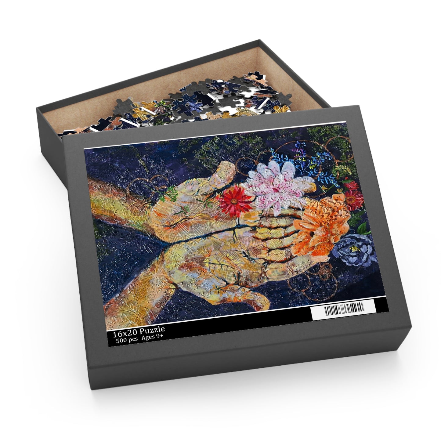Hands and Flowers Gratitude Puzzle - 120, 252, 500-Piece Jigsaw, Artistic Decor, Halloween, Celebrations, Gift for Puzzle Lovers
