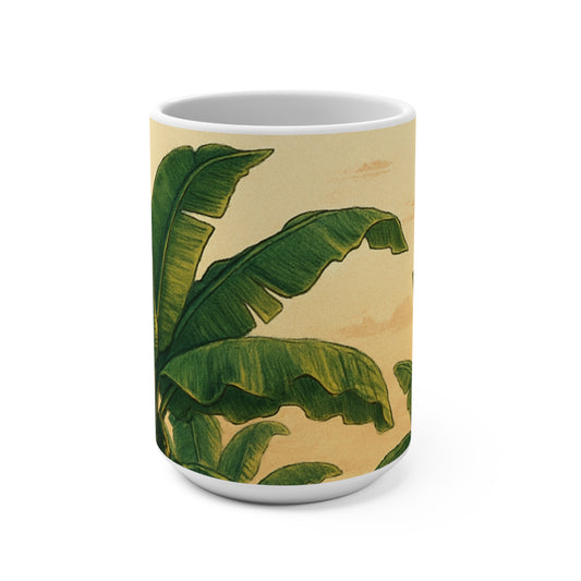 Tropical Leaves Mug, Coffee Cup for Plant Lovers, Gift for Nature Enthusiasts, Summer Vibes Drinkware, Housewarming Gift